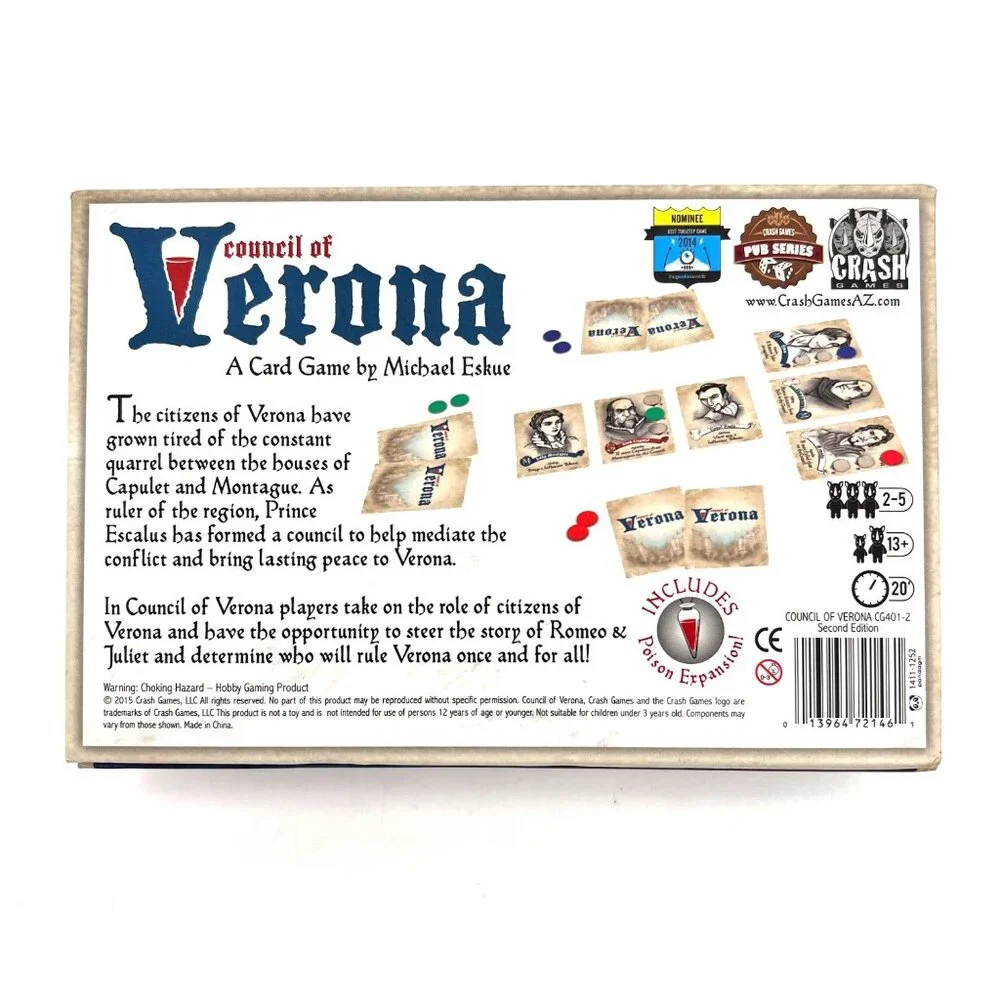 Romeo & Juliet Council Of Verona Card Game Michael Eskue Second Edition TableTop - Picture 2 of 16